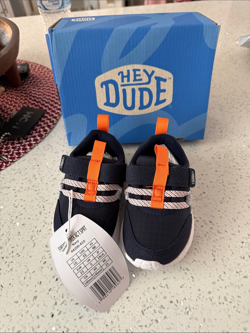 Hey Dude Kids Navy with Orange Accent Sneakers